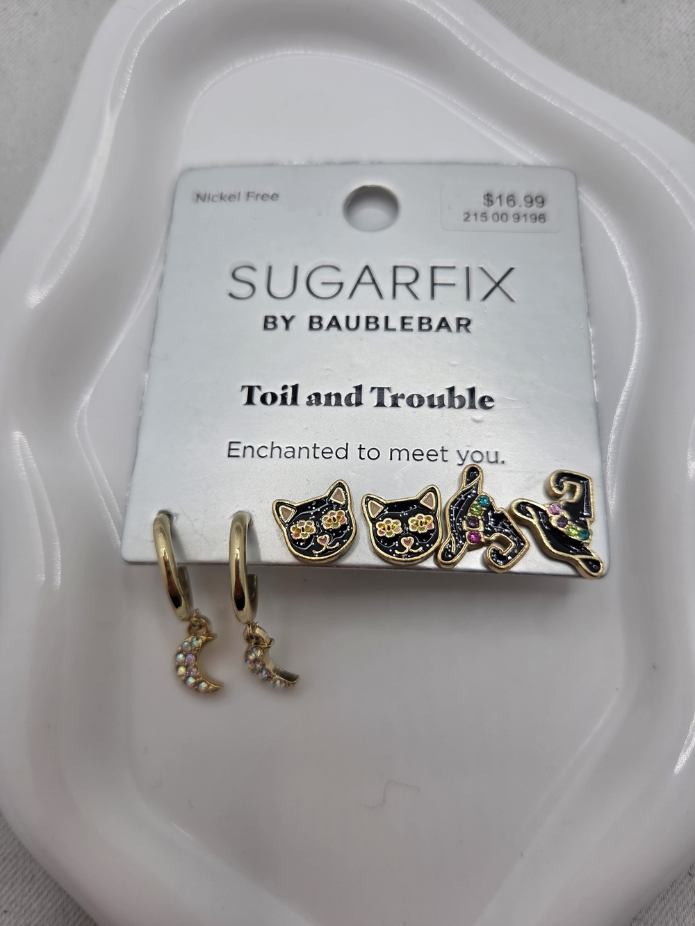 🌙✨ NWT Sugarfix by BaubleBar "Toil and Trouble" Earring Set 🐈‍⬛🧙‍♀️